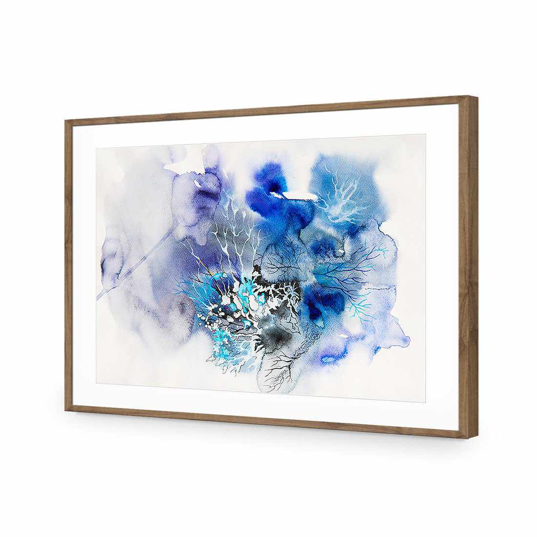 Veins Of Life, Blue-Acrylic-Wall Art Design-With Border-Acrylic - Natural Frame-45x30cm-Wall Art Designs