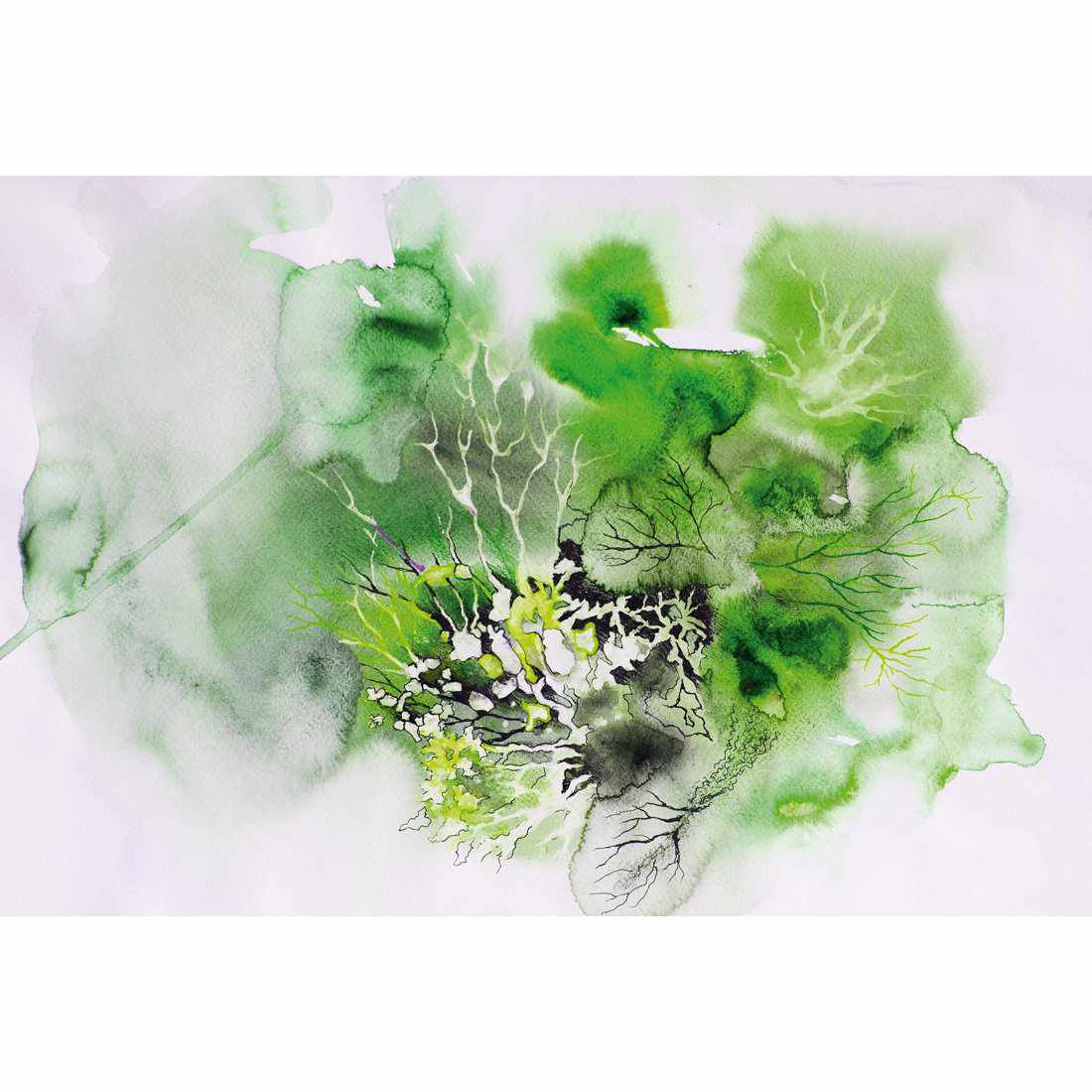 Veins Of Life, Green-Acrylic-Wall Art Design-With Border-Acrylic - No Frame-45x30cm-Wall Art Designs