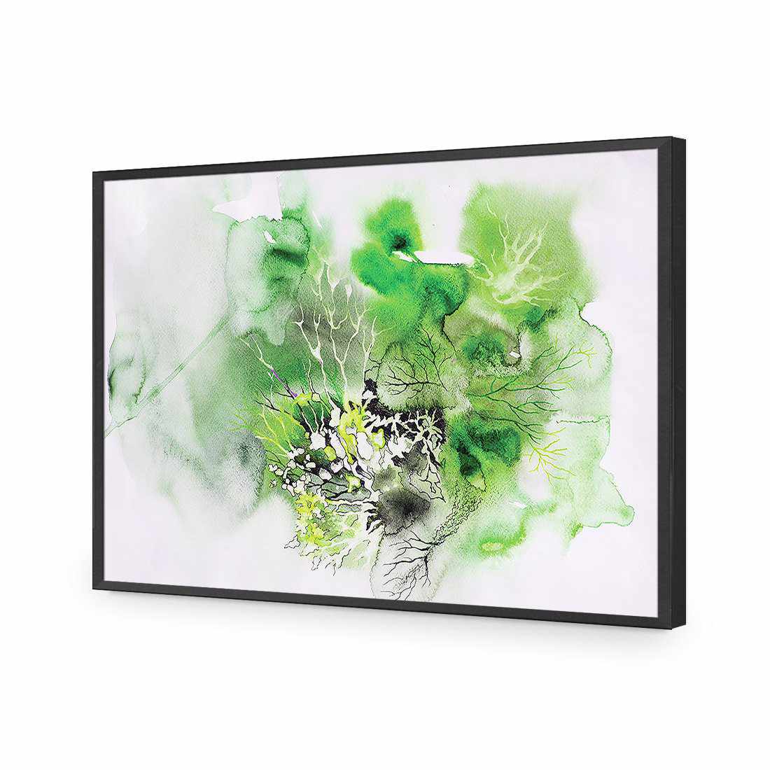 Veins Of Life, Green-Acrylic-Wall Art Design-Without Border-Acrylic - Black Frame-45x30cm-Wall Art Designs