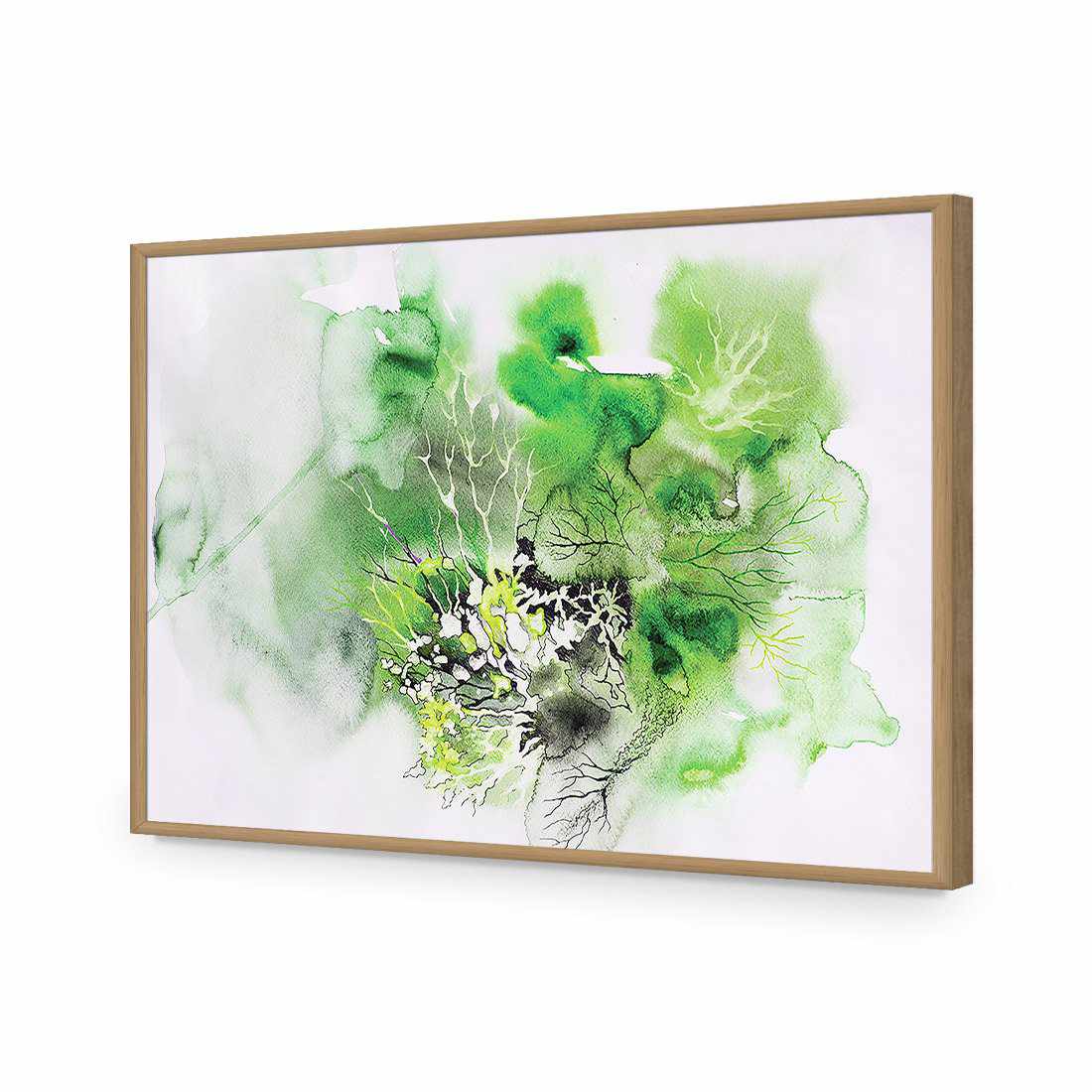 Veins Of Life, Green-Acrylic-Wall Art Design-Without Border-Acrylic - Oak Frame-45x30cm-Wall Art Designs