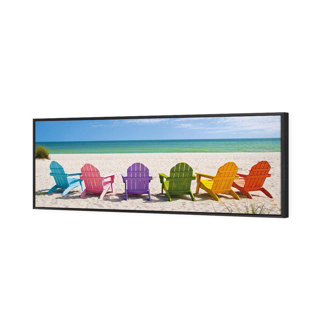 Pastel Chairs, Long Canvas Art-Canvas-Wall Art Designs-60x20cm-Canvas - Black Frame-Wall Art Designs