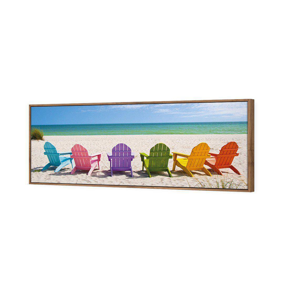 Pastel Chairs, Long Canvas Art-Canvas-Wall Art Designs-60x20cm-Canvas - Natural Frame-Wall Art Designs