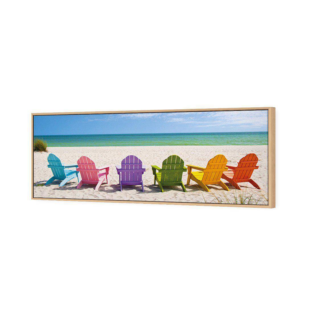 Pastel Chairs, Long Canvas Art-Canvas-Wall Art Designs-60x20cm-Canvas - Oak Frame-Wall Art Designs
