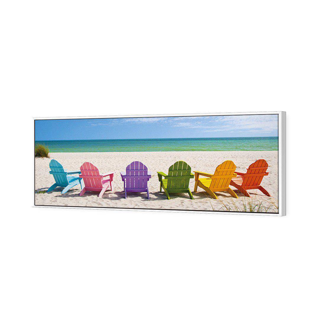 Pastel Chairs, Long Canvas Art-Canvas-Wall Art Designs-60x20cm-Canvas - White Frame-Wall Art Designs