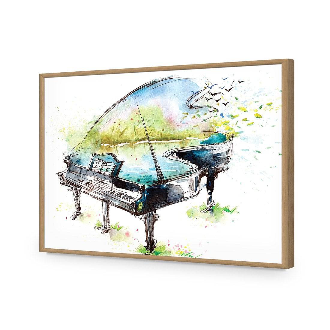 Watercolour Piano-Acrylic-Wall Art Design-Without Border-Acrylic - Oak Frame-45x30cm-Wall Art Designs