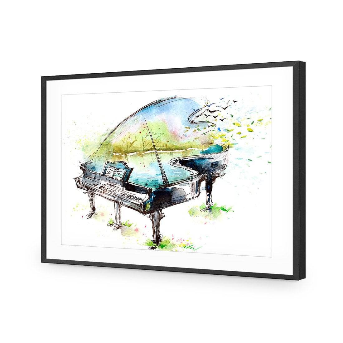 Watercolour Piano-Acrylic-Wall Art Design-With Border-Acrylic - Black Frame-45x30cm-Wall Art Designs