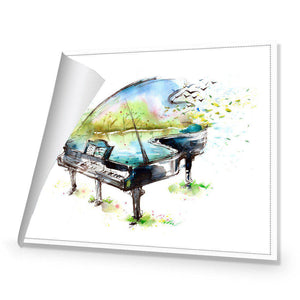 Watercolour Piano | Standard Canvas | No Frame | Rolled Canvas