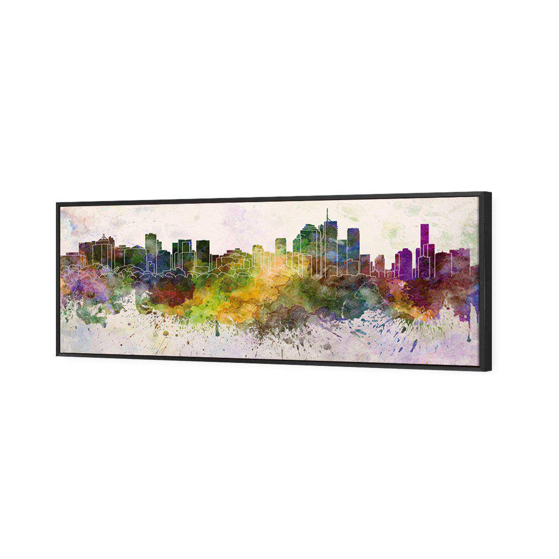 Brisbane Skyline Watercolour Canvas Art-Canvas-Wall Art Designs-60x20cm-Canvas - Black Frame-Wall Art Designs