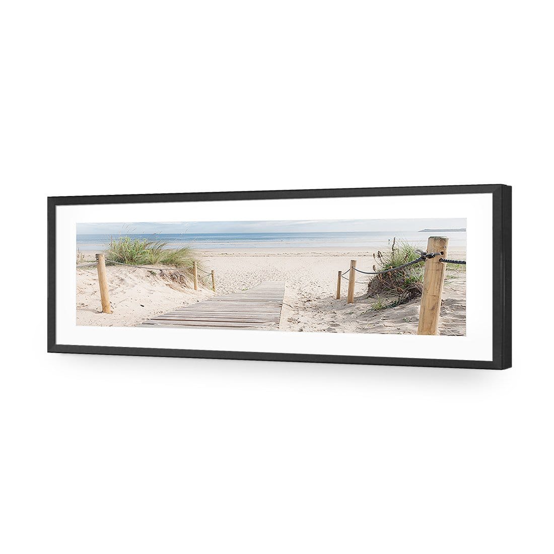 Beach Path, Long-Acrylic-Wall Art Design-With Border-Acrylic - Black Frame-60x20cm-Wall Art Designs