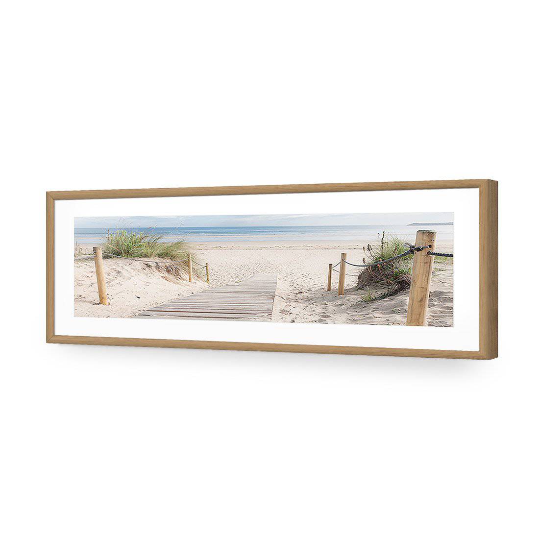 Beach Path, Long-Acrylic-Wall Art Design-With Border-Acrylic - Oak Frame-60x20cm-Wall Art Designs