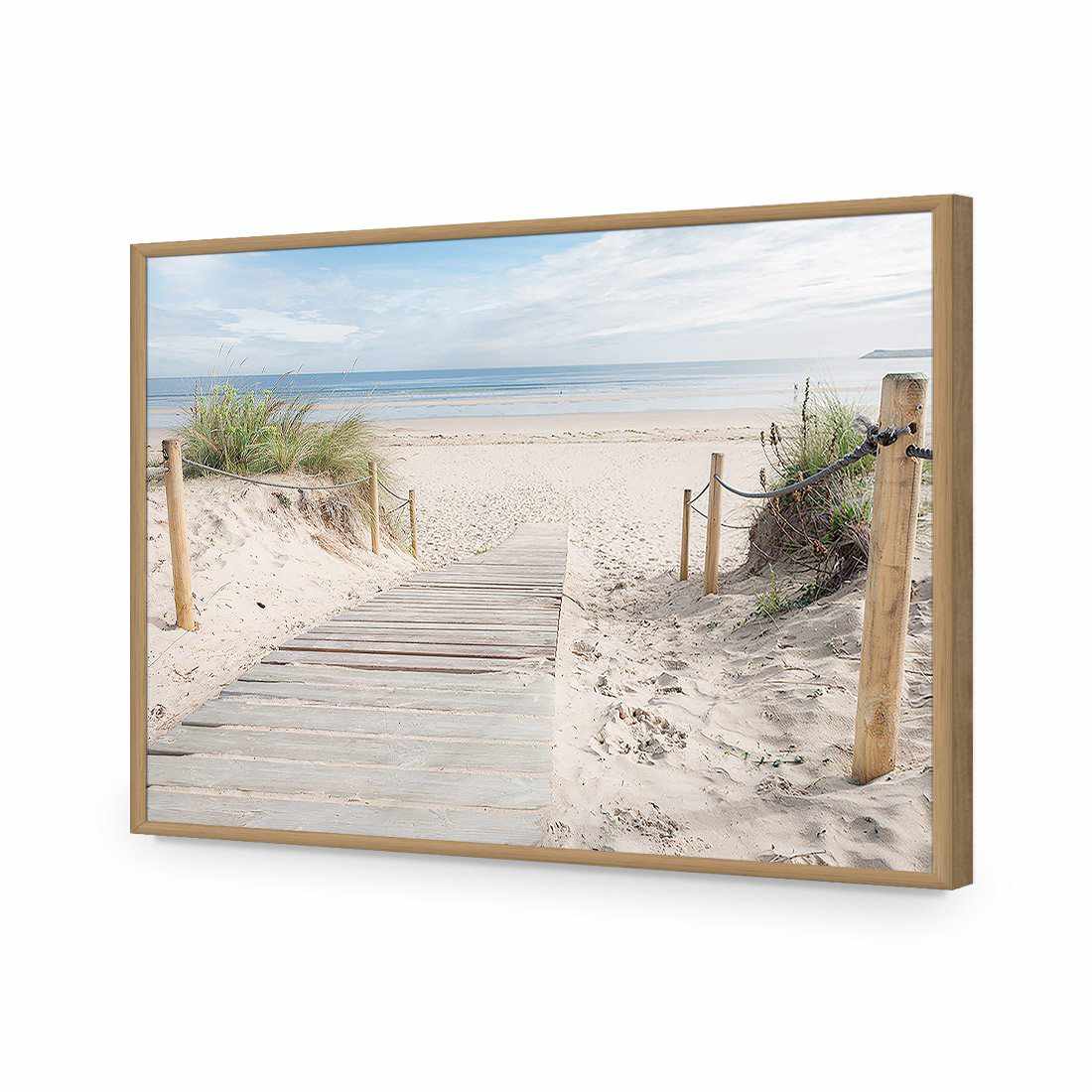 Beach Path-Acrylic-Wall Art Design-Without Border-Acrylic - Oak Frame-45x30cm-Wall Art Designs