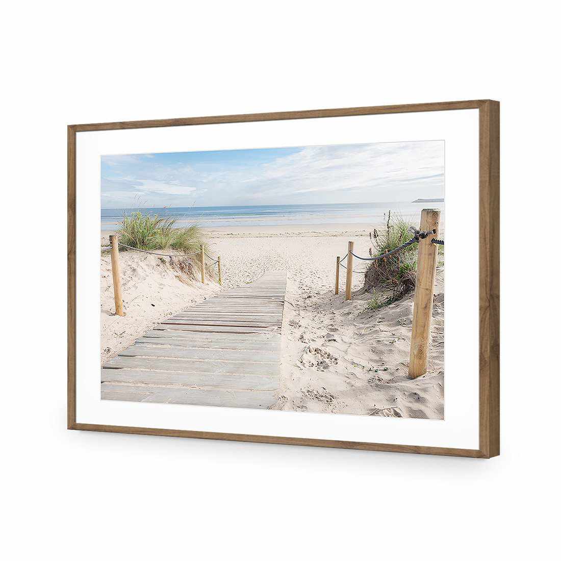 Beach Path-Acrylic-Wall Art Design-With Border-Acrylic - Natural Frame-45x30cm-Wall Art Designs