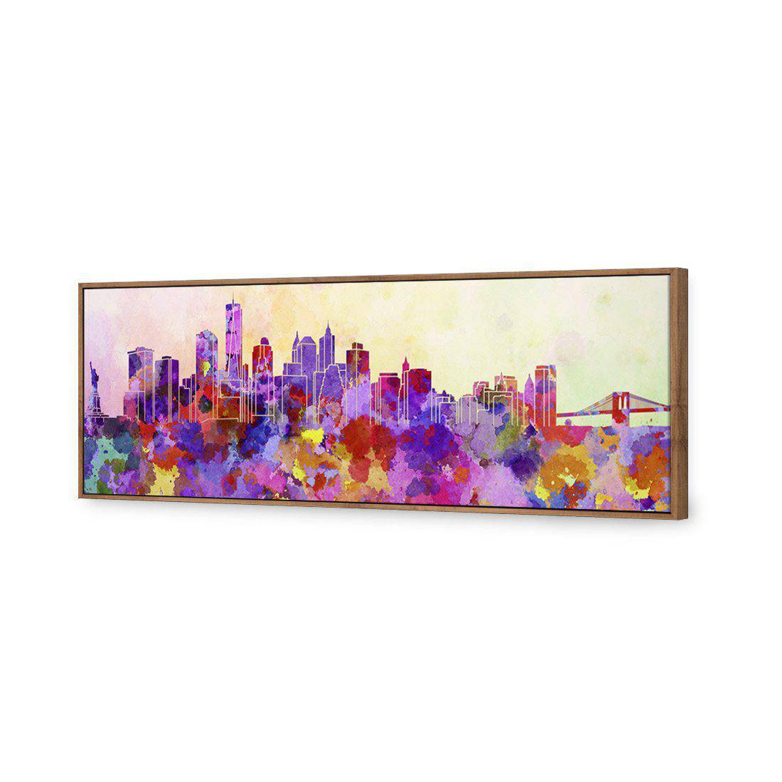 New York Skyline Watercolour Canvas Art-Canvas-Wall Art Designs-60x20cm-Canvas - Natural Frame-Wall Art Designs