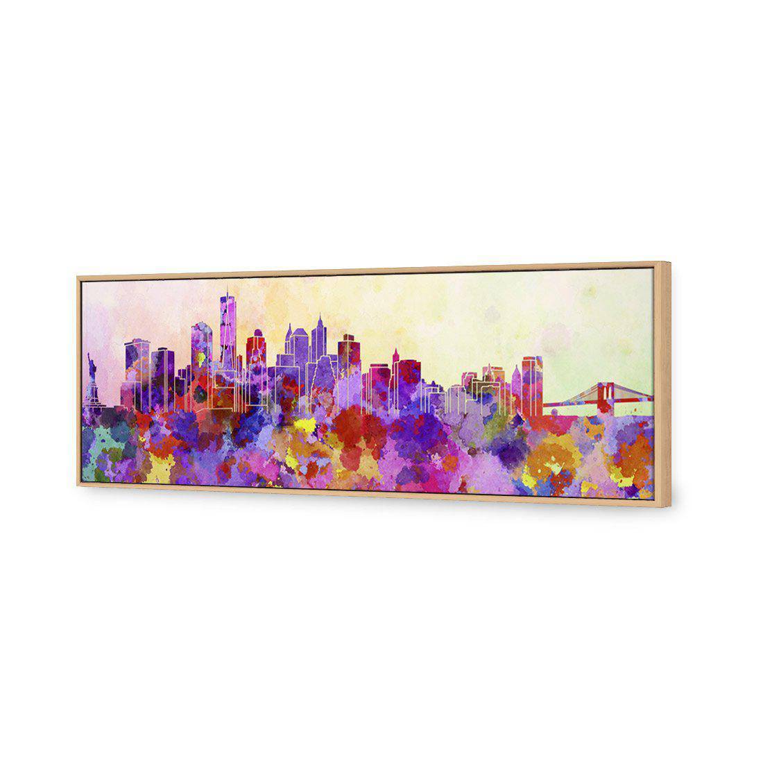 New York Skyline Watercolour Canvas Art-Canvas-Wall Art Designs-60x20cm-Canvas - Oak Frame-Wall Art Designs