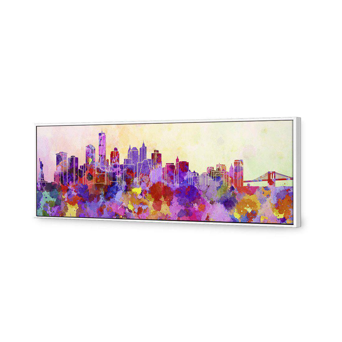 New York Skyline Watercolour Canvas Art-Canvas-Wall Art Designs-60x20cm-Canvas - White Frame-Wall Art Designs
