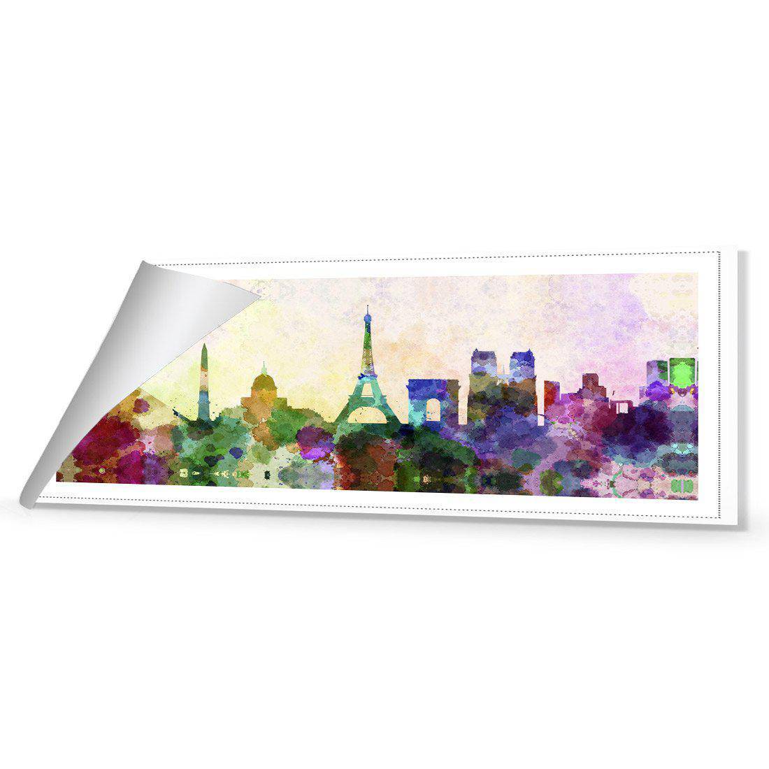Paris Skyline Watercolour Canvas Art-Canvas-Wall Art Designs-60x20cm-Rolled Canvas-Wall Art Designs