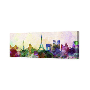 Paris Skyline Watercolour | Standard Canvas | No Frame | Stretched Canvas