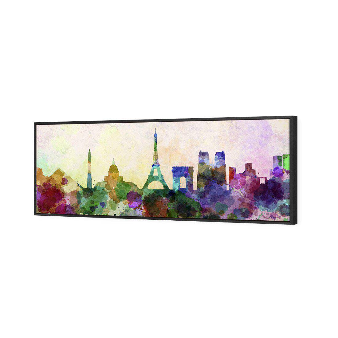 Paris Skyline Watercolour Canvas Art-Canvas-Wall Art Designs-60x20cm-Canvas - Black Frame-Wall Art Designs