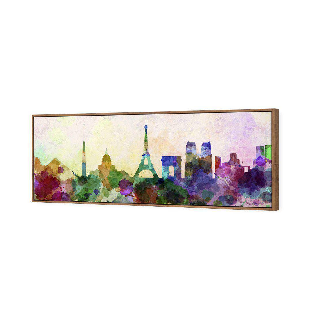 Paris Skyline Watercolour Canvas Art-Canvas-Wall Art Designs-60x20cm-Canvas - Natural Frame-Wall Art Designs