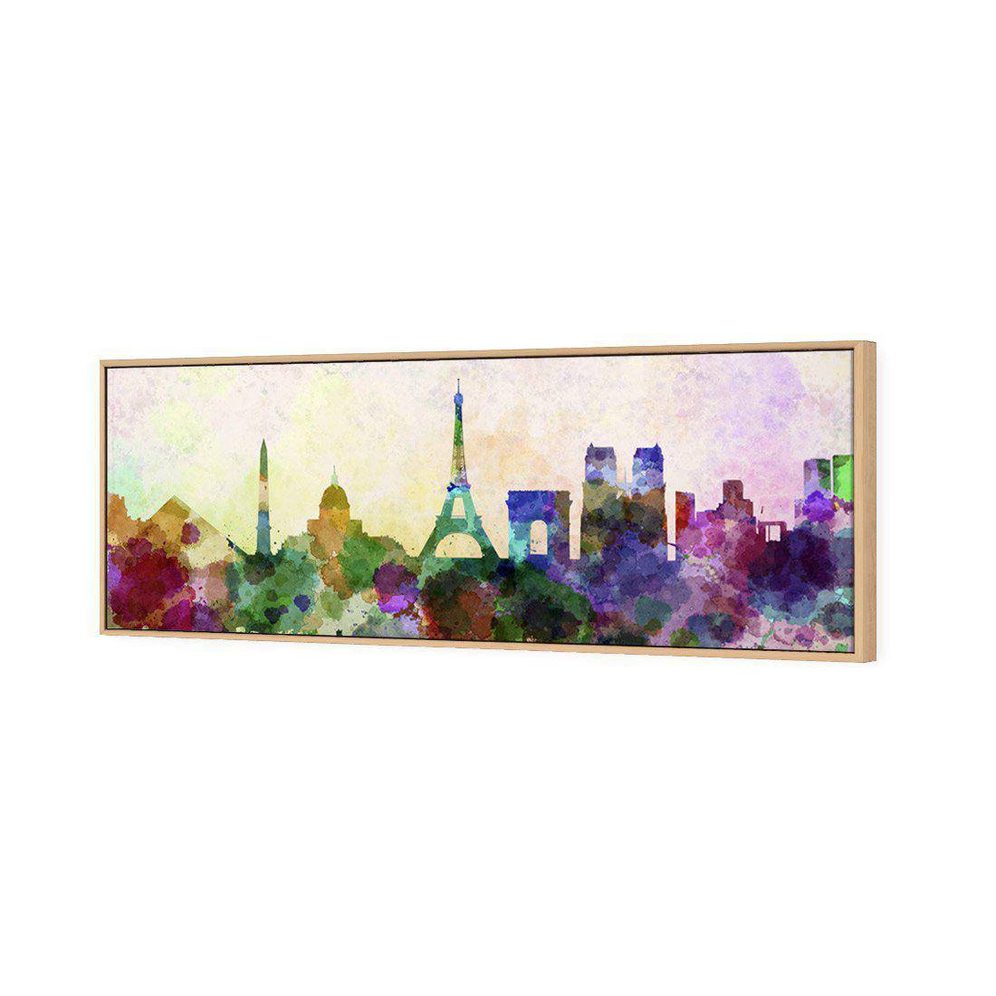 Paris Skyline Watercolour Canvas Art-Canvas-Wall Art Designs-60x20cm-Canvas - Oak Frame-Wall Art Designs