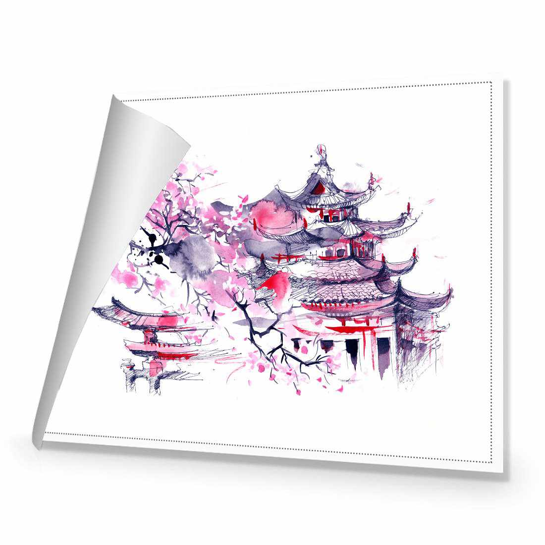 Temple Watercoloured | Classic Canvas | No Frame | Rolled Canvas