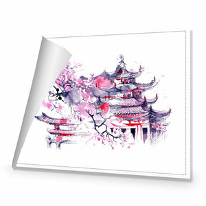 Temple Watercoloured | Classic Canvas | No Frame | Rolled Canvas