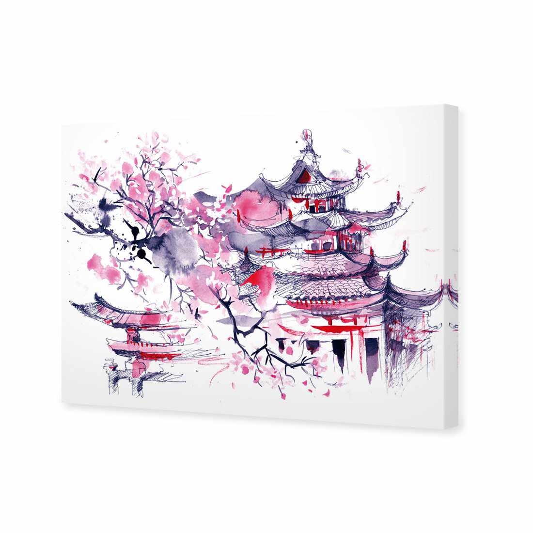 Temple Watercoloured Canvas Art-Canvas-Wall Art Designs-45x30cm-Canvas - No Frame-Wall Art Designs