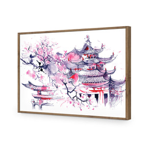 Temple Watercoloured | Classic Acrylic | Flat Frame No Border | Natural