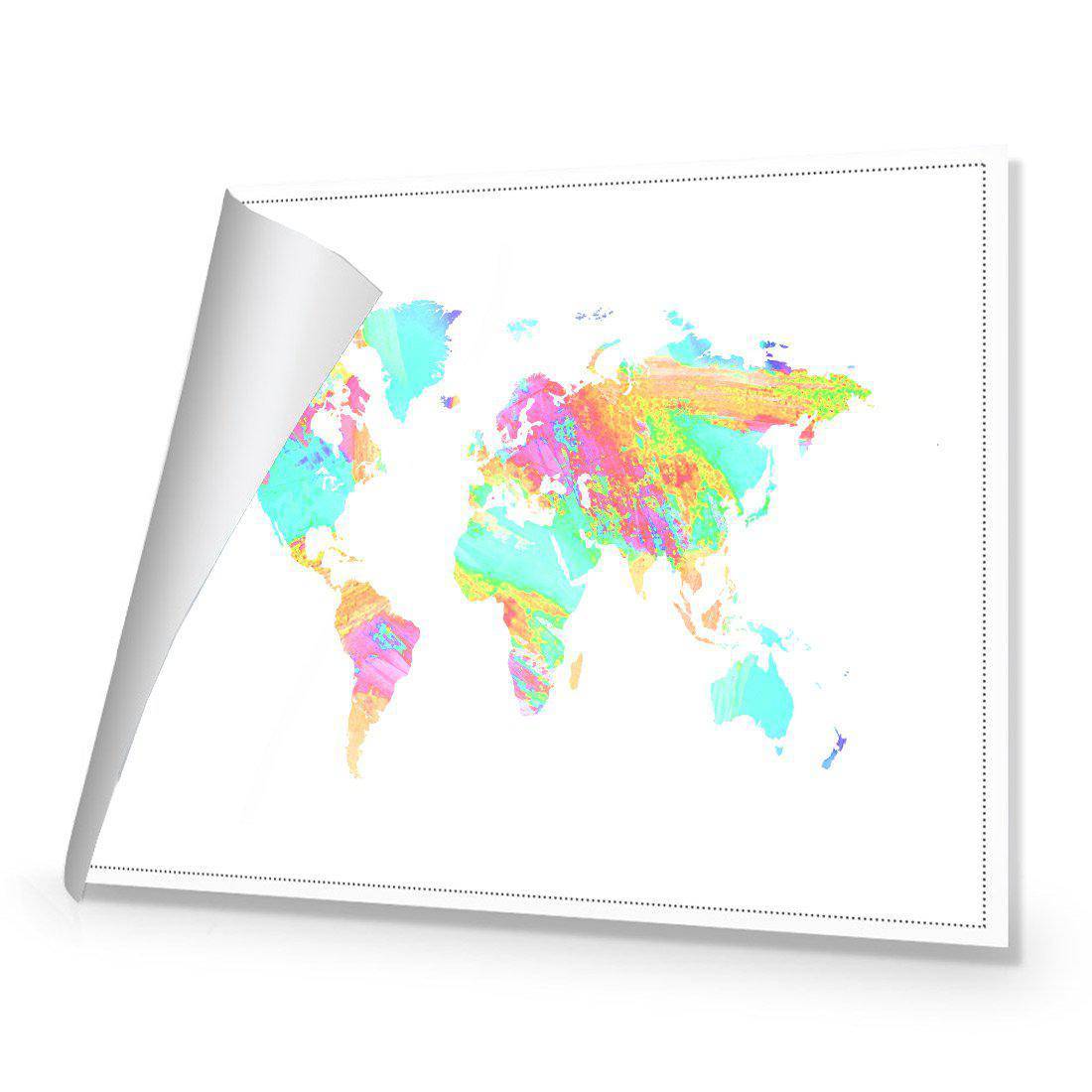 Painted Map Of The World, Pastel Canvas Art-Canvas-Wall Art Designs-45x30cm-Rolled Canvas-Wall Art Designs