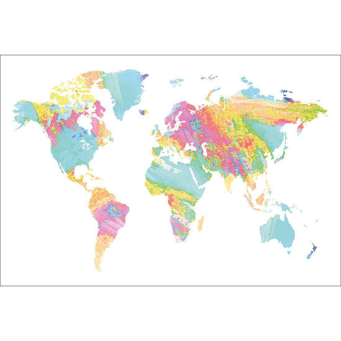 Painted Map Of The World, Pastel Canvas Art-Canvas-Wall Art Designs-45x30cm-Canvas - No Frame-Wall Art Designs