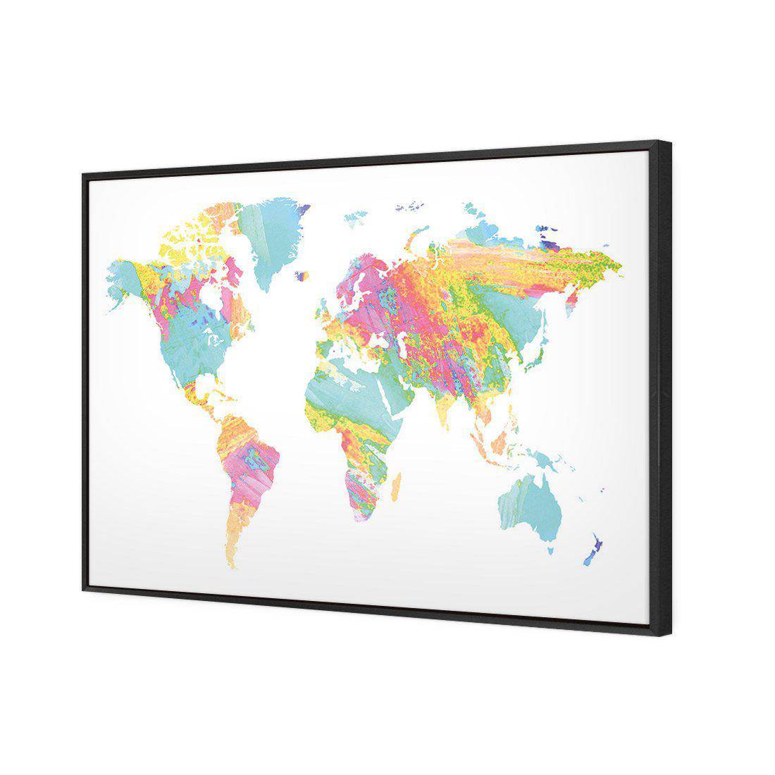 Painted Map Of The World, Pastel Canvas Art-Canvas-Wall Art Designs-45x30cm-Canvas - Black Frame-Wall Art Designs
