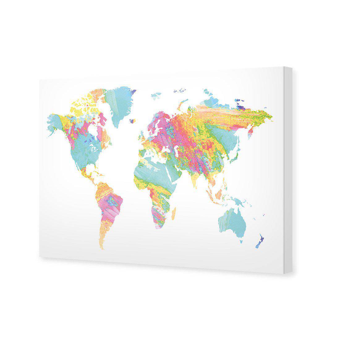 Painted Map Of The World, Pastel Canvas Art-Canvas-Wall Art Designs-45x30cm-Canvas - No Frame-Wall Art Designs