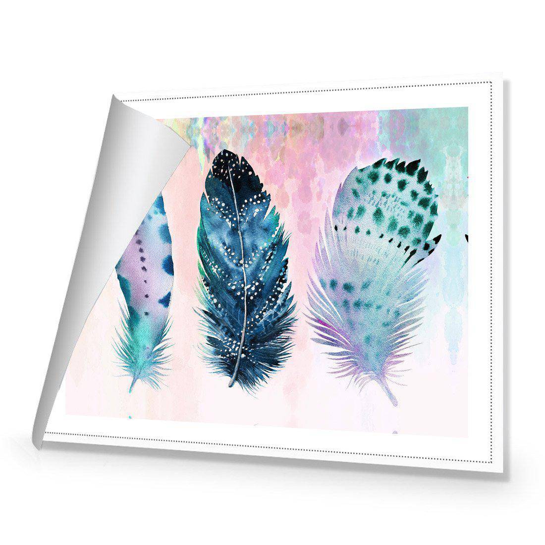 Boho Feathers, Rainbow Canvas Art-Canvas-Wall Art Designs-45x30cm-Rolled Canvas-Wall Art Designs