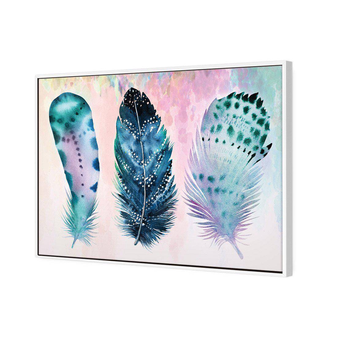 Boho Feathers, Rainbow Canvas Art-Canvas-Wall Art Designs-45x30cm-Canvas - White Frame-Wall Art Designs