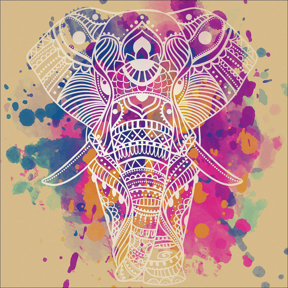 Watercolour Elephant Canvas Art-Canvas-Wall Art Designs-30x30cm-Canvas - No Frame-Wall Art Designs