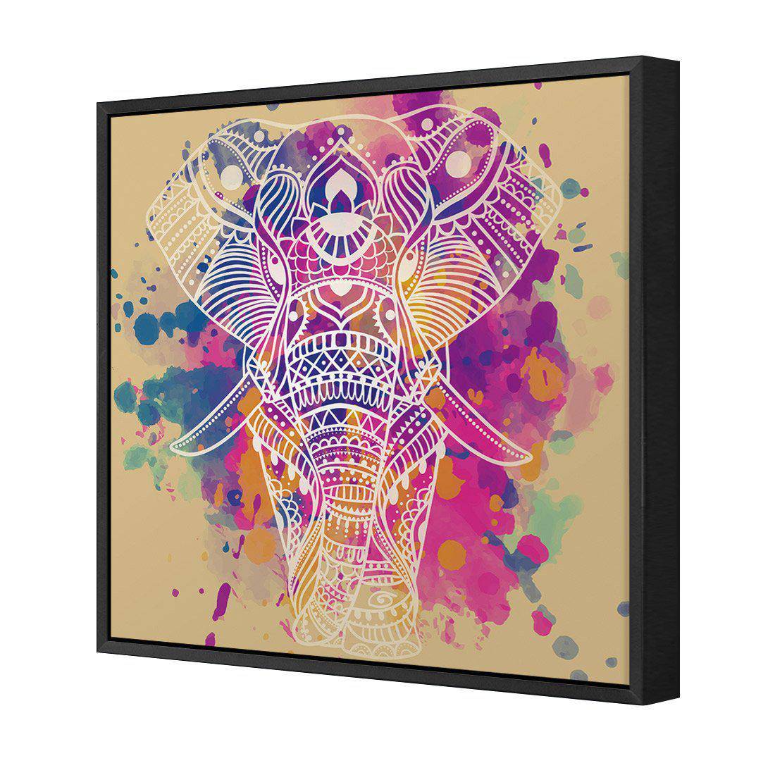 Watercolour Elephant | Classic Canvas | Floating Frame | Black