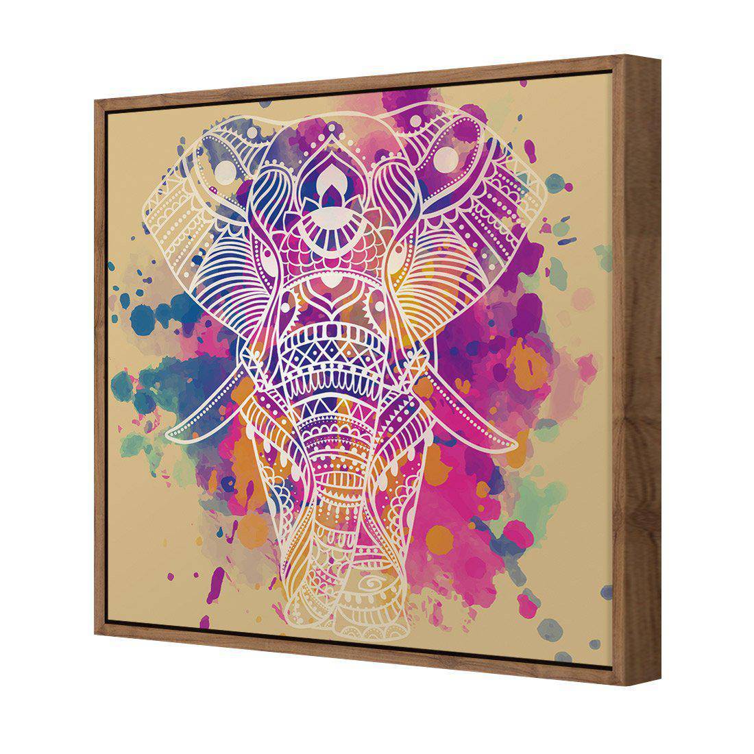 Watercolour Elephant Canvas Art-Canvas-Wall Art Designs-30x30cm-Canvas - Natural Frame-Wall Art Designs