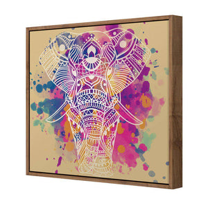Watercolour Elephant | Classic Canvas | Floating Frame | Natural