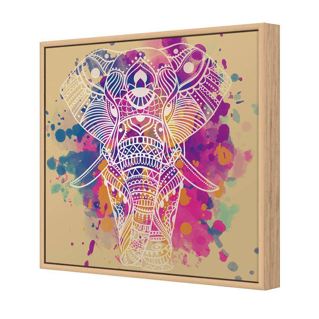 Watercolour Elephant Canvas Art-Canvas-Wall Art Designs-30x30cm-Canvas - Oak Frame-Wall Art Designs