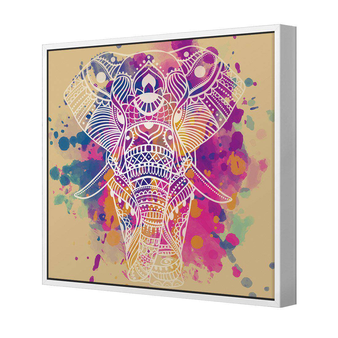 Watercolour Elephant Canvas Art-Canvas-Wall Art Designs-30x30cm-Canvas - White Frame-Wall Art Designs