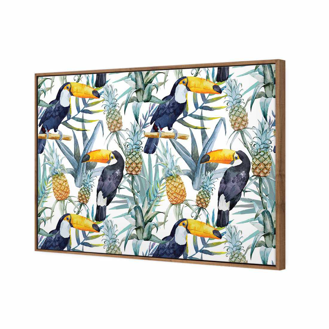 Pineapple Toucans Canvas Art-Canvas-Wall Art Designs-45x30cm-Canvas - Natural Frame-Wall Art Designs