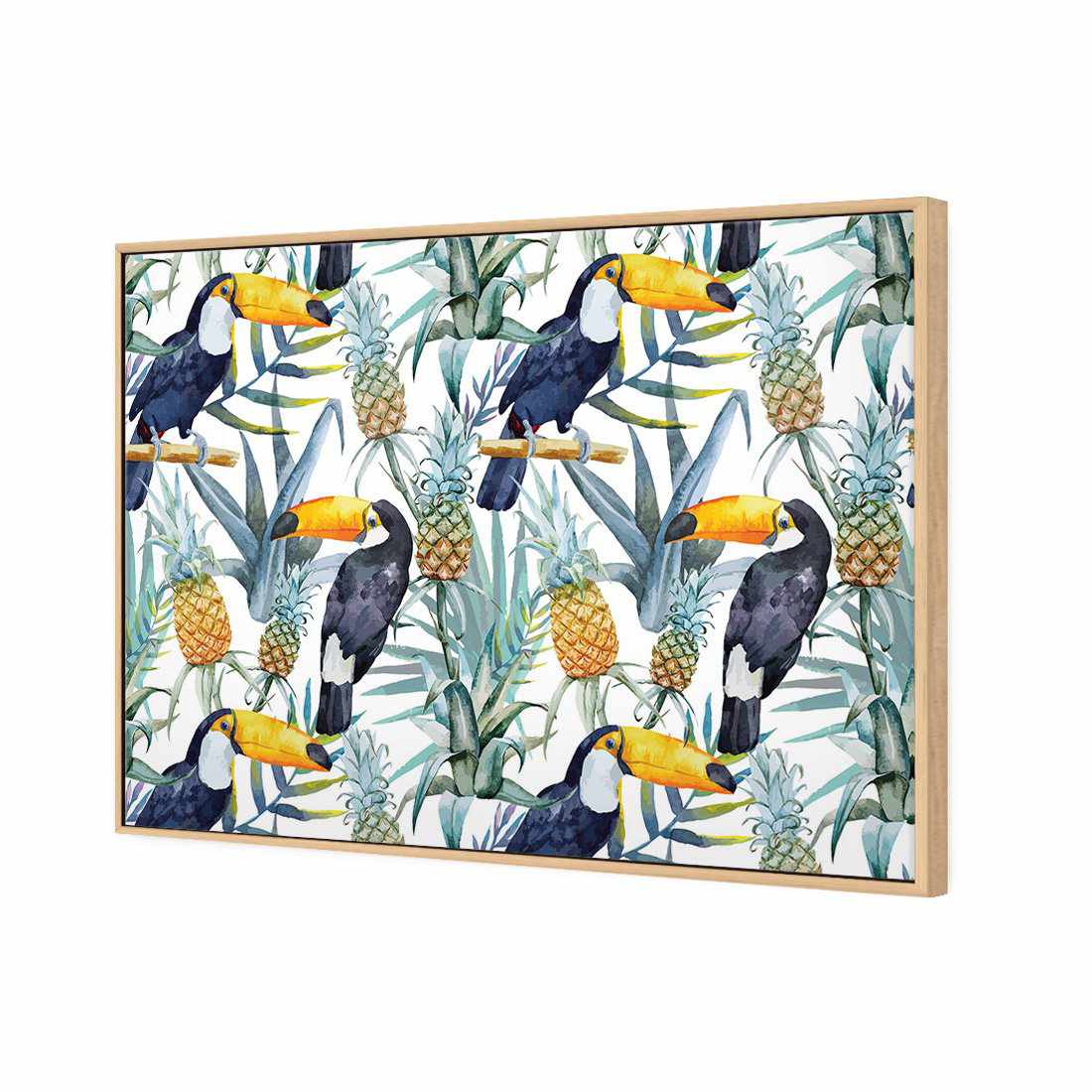 Pineapple Toucans Canvas Art-Canvas-Wall Art Designs-45x30cm-Canvas - Oak Frame-Wall Art Designs