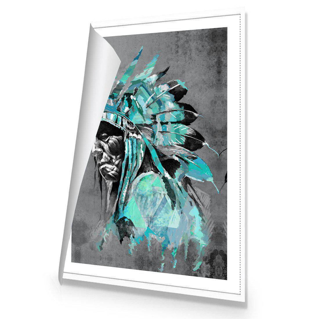 Rainbow Chief Left, Teal Canvas Art-Canvas-Wall Art Designs-45x30cm-Rolled Canvas-Wall Art Designs