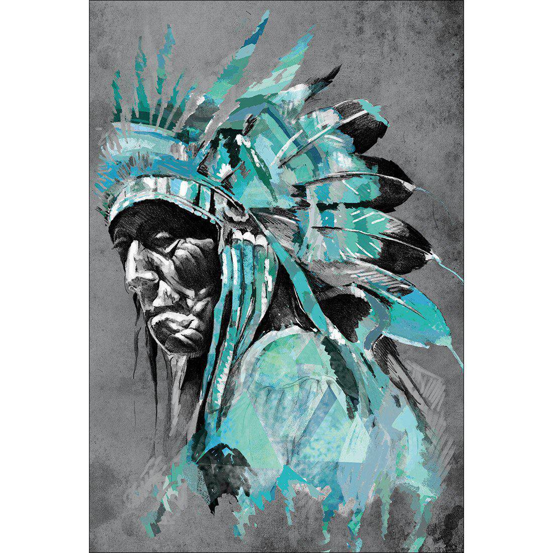 Rainbow Chief Left, Teal Canvas Art-Canvas-Wall Art Designs-45x30cm-Canvas - No Frame-Wall Art Designs
