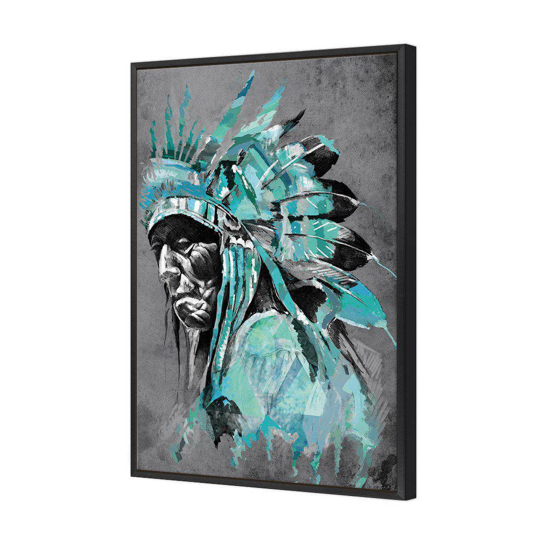 Rainbow Chief Left, Teal Canvas Art-Canvas-Wall Art Designs-45x30cm-Canvas - Black Frame-Wall Art Designs