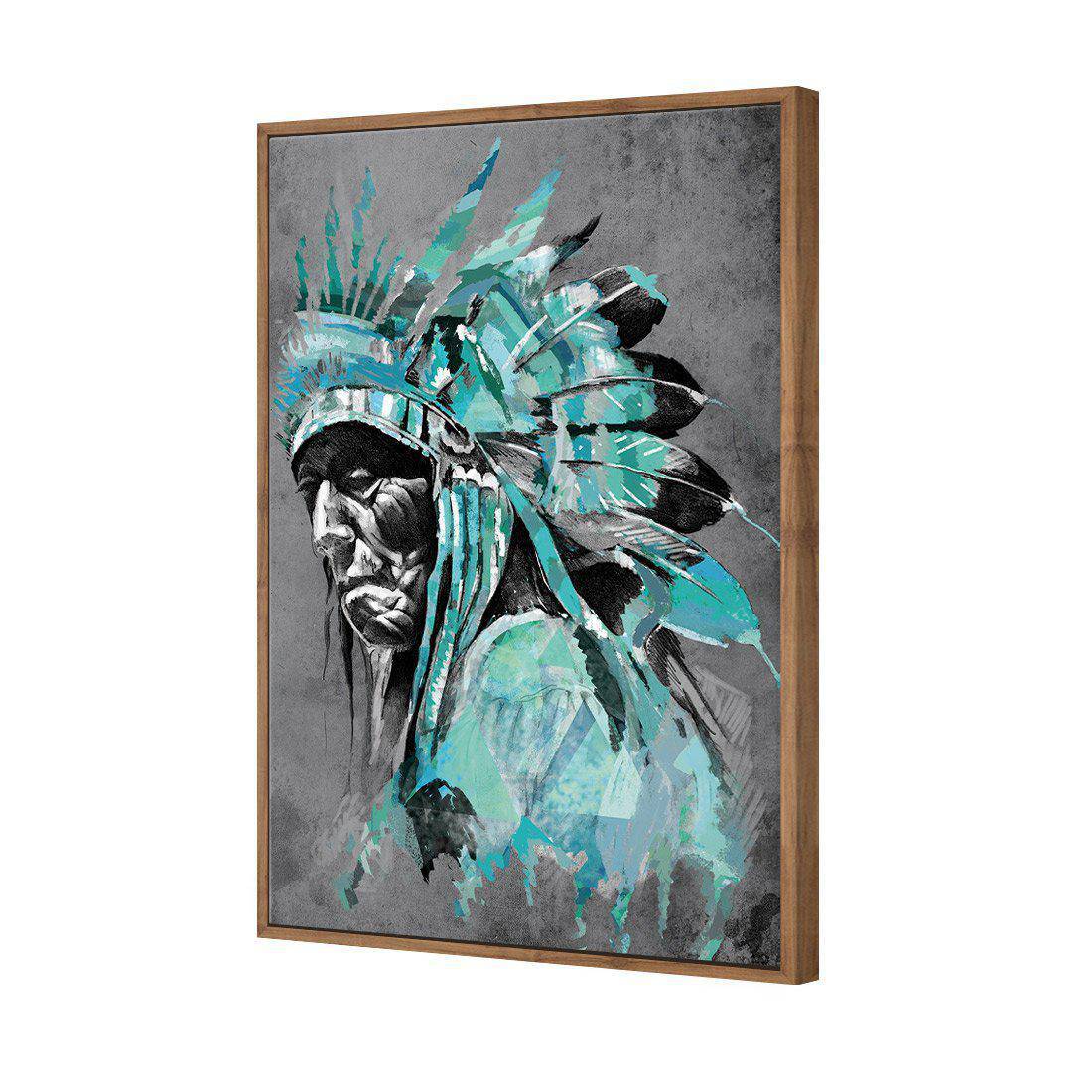 Rainbow Chief Left, Teal Canvas Art-Canvas-Wall Art Designs-45x30cm-Canvas - Natural Frame-Wall Art Designs