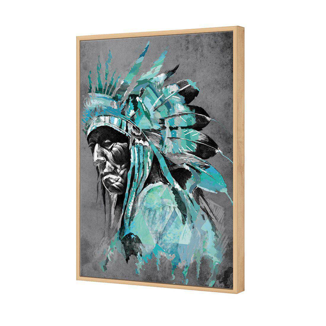 Rainbow Chief Left, Teal Canvas Art-Canvas-Wall Art Designs-45x30cm-Canvas - Oak Frame-Wall Art Designs