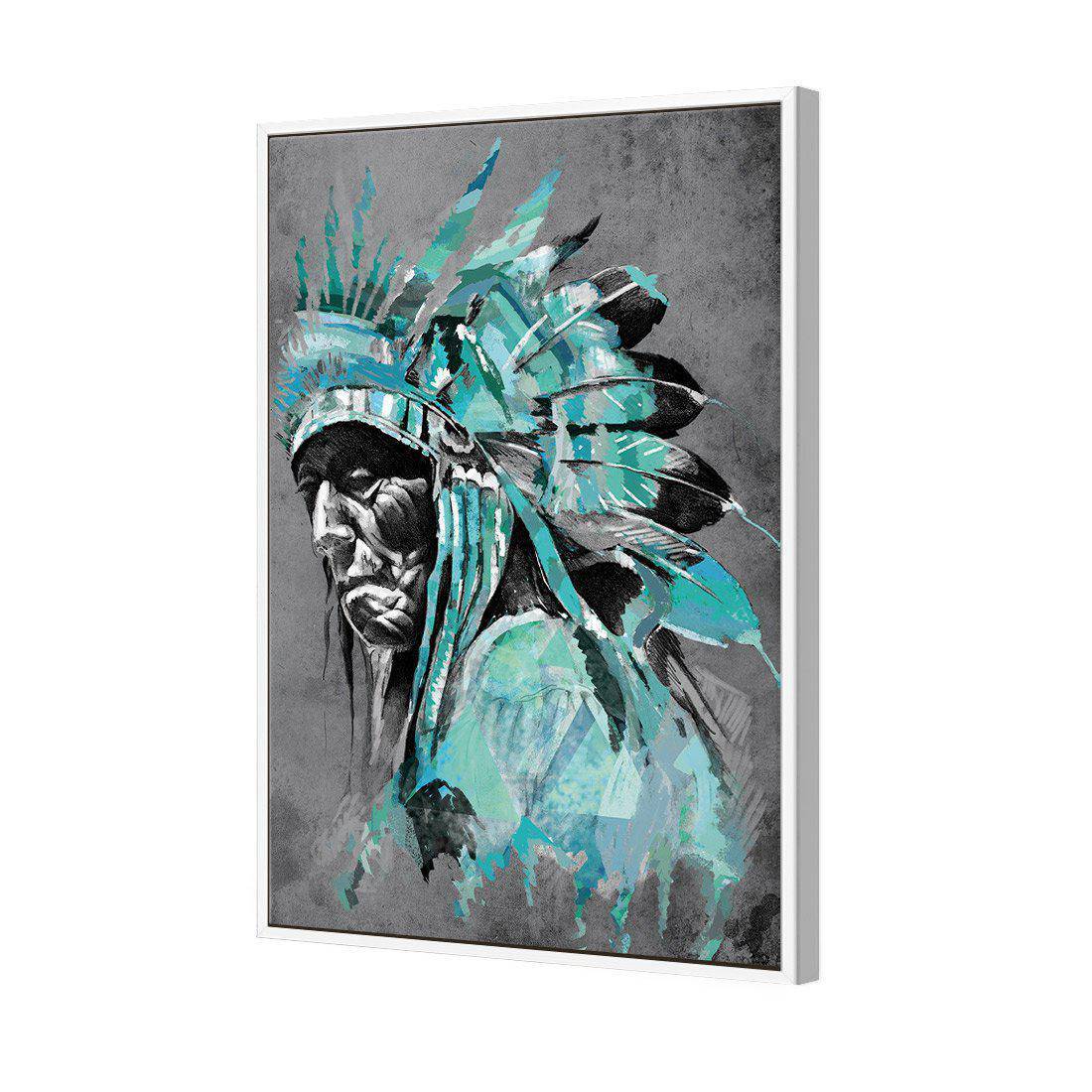Rainbow Chief Left, Teal Canvas Art-Canvas-Wall Art Designs-45x30cm-Canvas - White Frame-Wall Art Designs