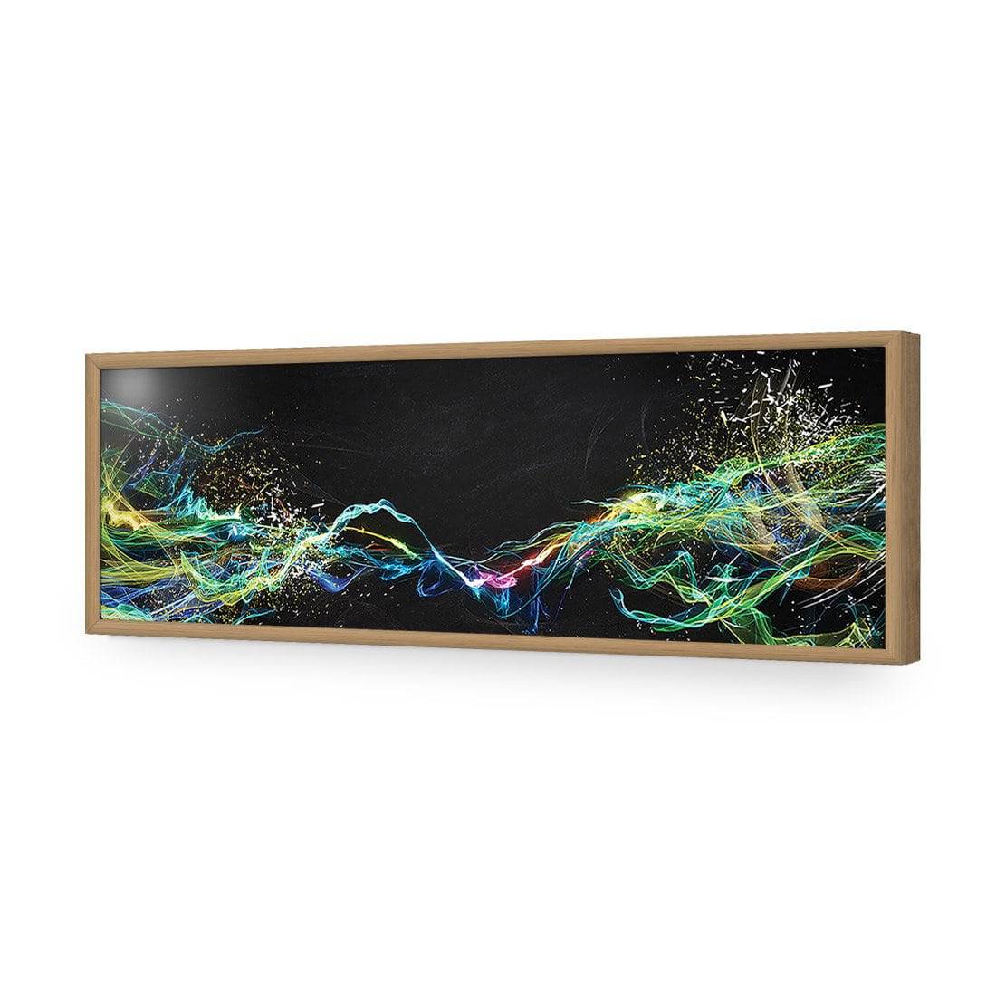 Electricity On Black, Long-Acrylic-Wall Art Design-Without Border-Acrylic - Oak Frame-60x20cm-Wall Art Designs