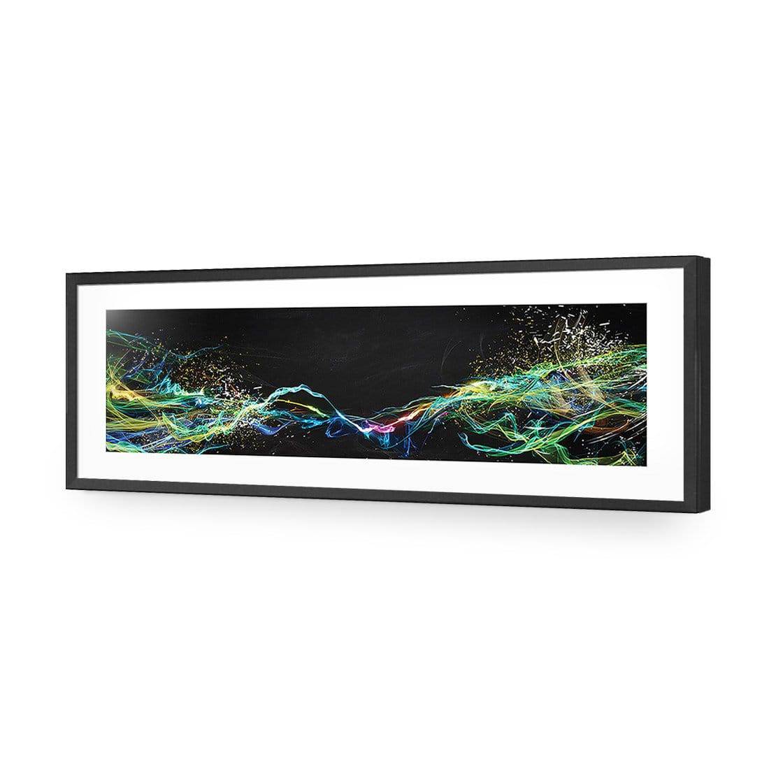 Electricity On Black, Long-Acrylic-Wall Art Design-With Border-Acrylic - Black Frame-60x20cm-Wall Art Designs
